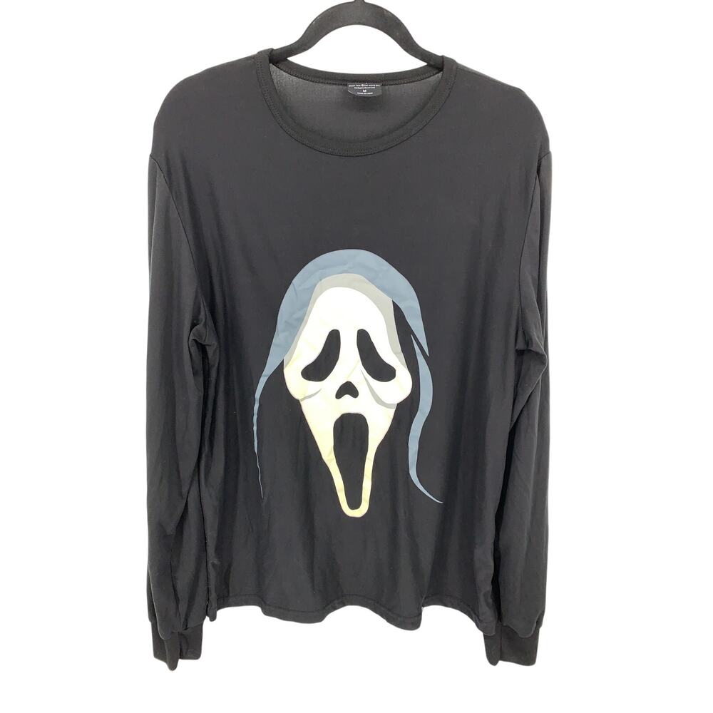 Ghost Face Long Sleeve Shirt Mens Medium Black Large Screaming Mask Graphic